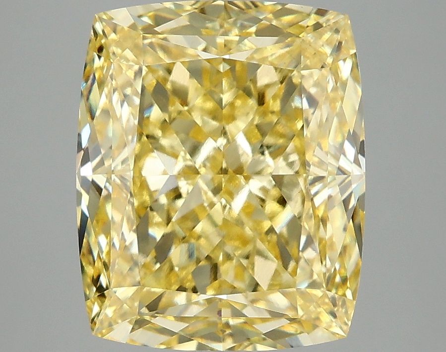 Lab-Grown Cushion Diamond - 5.1 Carats, Fancy Vivid Yellow Color, VS1 Clarity - Certified by IGI - Report Number: LG687583288