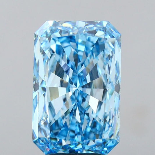 Lab-Grown Radiant Diamond - 4.54 Carats, Fancy Vivid Blue Color, VS2 Clarity - Certified by IGI - Report Number: LG671489143