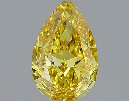 Lab-Grown Pear Diamond - 1.03 Carats, Fancy Vivid Yellow Color, VVS2 Clarity - Certified by IGI - Report Number: LG634475141