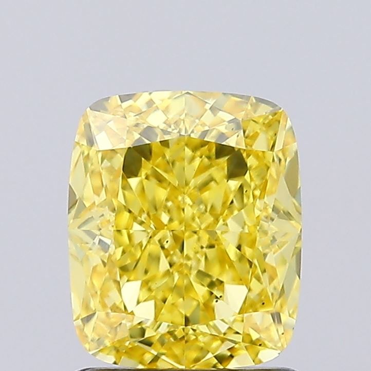 Lab-Grown Cushion Diamond - 1.32 Carats, Fancy Vivid Yellow Color, VS2 Clarity - Certified by IGI - Report Number: LG659462068