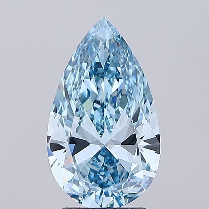 Lab-Grown Pear Diamond - 2.51 Carats, Fancy Vivid Blue Color, VS1 Clarity - Certified by IGI - Report Number: LG678525568