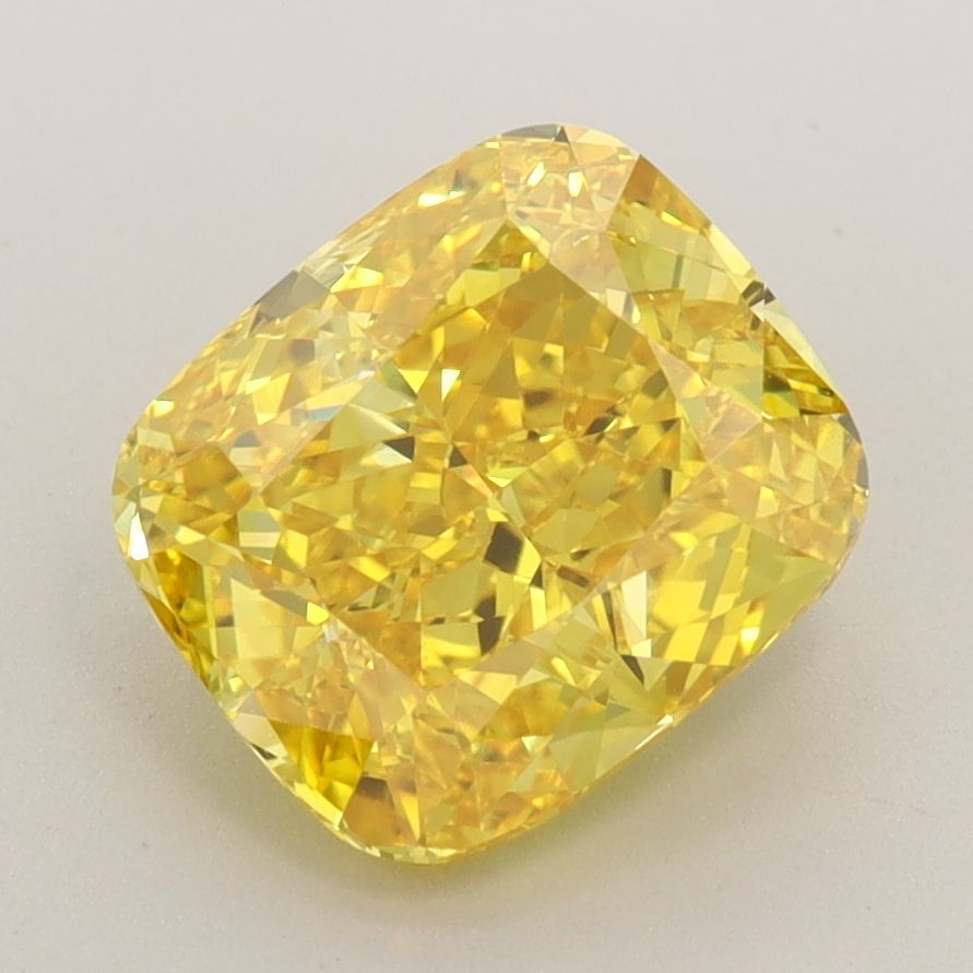 Lab-Grown Cushion Diamond - 2.52 Carats, Fancy Vivid Yellow Color, VVS2 Clarity - Certified by IGI - Report Number: LG588342167