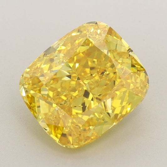Lab-Grown Cushion Diamond - 2.52 Carats, Fancy Vivid Yellow Color, VVS2 Clarity - Certified by IGI - Report Number: LG588342167