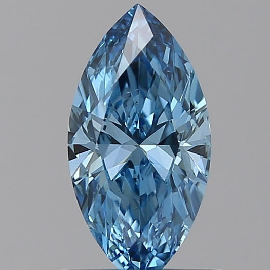 Lab-Grown Marquise Diamond - 0.69 Carats, Fancy Vivid Blue Color, VS1 Clarity - Certified by IGI - Report Number: LG585334773