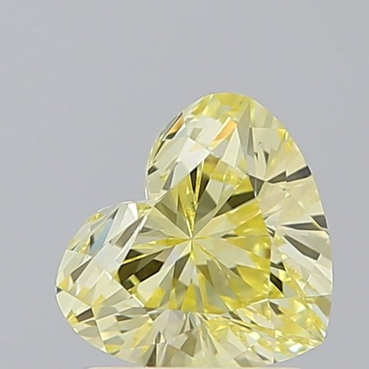 Lab-Grown Heart Diamond - 1.0 Carats, Fancy Intense Yellow Color, VS2 Clarity - Certified by IGI - Report Number: LG604395805