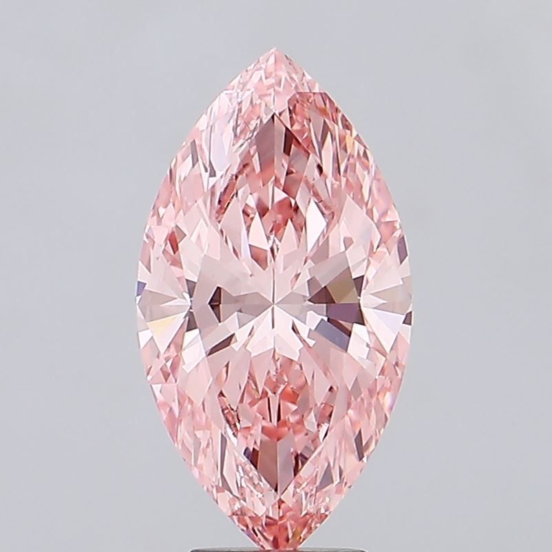 Lab-Grown Marquise Diamond - 5.03 Carats, Fancy Vivid Pink Color, VS1 Clarity - Certified by IGI - Report Number: LG689507550