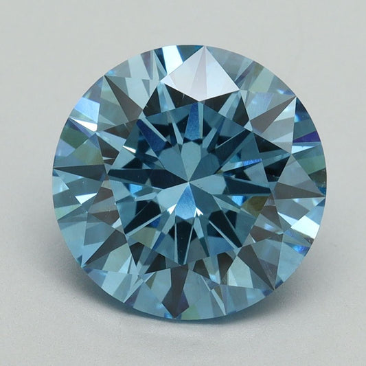 Lab-Grown Round Diamond - 4.06 Carats, Fancy Vivid Blue Color, VS1 Clarity - Certified by IGI - Report Number: LG644432003