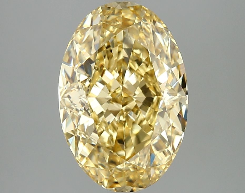 Lab-Grown Oval Diamond - 4.09 Carats, Fancy Vivid Yellow Color, VVS2 Clarity - Certified by IGI - Report Number: LG666411184