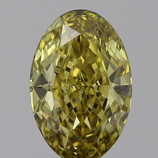 Lab-Grown Oval Diamond - 0.87 Carats, Fancy Gray Yellow Color, VS1 Clarity - Certified by IGI - Report Number: LG595381034