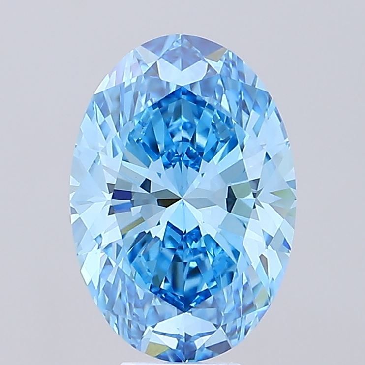 Lab-Grown Oval Diamond - 7.03 Carats, Fancy Vivid Blue Color, VS1 Clarity - Certified by IGI - Report Number: LG660471053