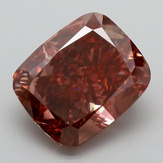 Lab-Grown Cushion Diamond - 5.63 Carats, Fancy Vivid Brownish Pink Color, VS2 Clarity - Certified by IGI - Report Number: LG621431788