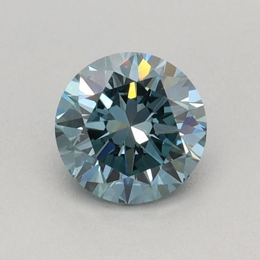 Lab-Grown Round Diamond - 0.45 Carats, Fancy Vivid Blue Color, VS1 Clarity - Certified by IGI - Report Number: LG670438694