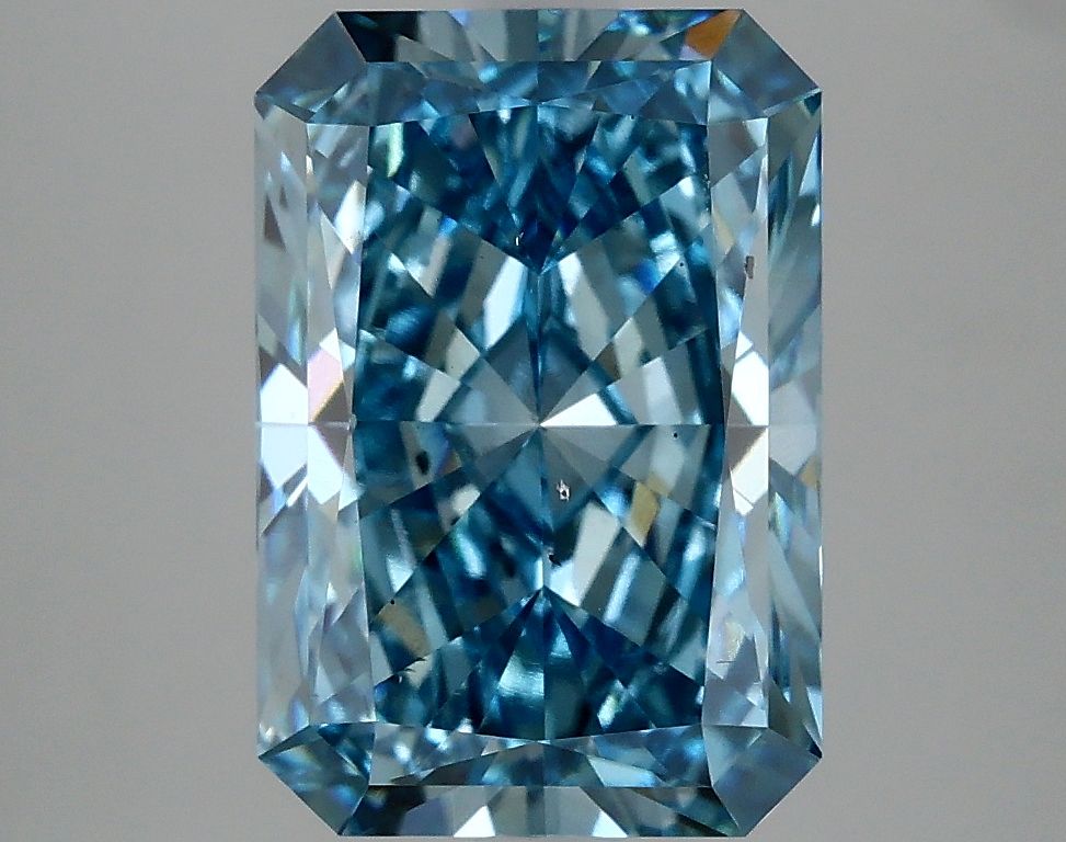 Lab-Grown Radiant Diamond - 3.95 Carats, Fancy Vivid Blue Color, VS2 Clarity - Certified by IGI - Report Number: LG635470091