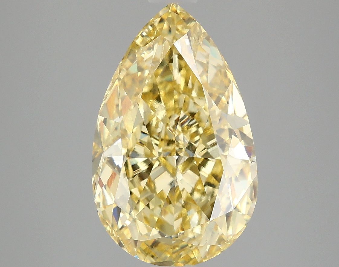 Lab-Grown Pear Diamond - 4.0 Carats, Fancy Vivid Yellow Color, VS1 Clarity - Certified by IGI - Report Number: LG673401057