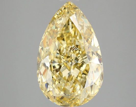 Lab-Grown Pear Diamond - 4.0 Carats, Fancy Vivid Yellow Color, VS1 Clarity - Certified by IGI - Report Number: LG673401057