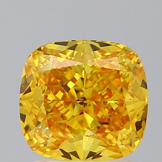 Lab-Grown Cushion Diamond - 1.53 Carats, Fancy Vivid Yellow Color, VVS2 Clarity - Certified by IGI - Report Number: LG662406421