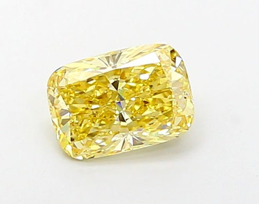 Lab-Grown Cushion Diamond - 1.1 Carats, Fancy Intense Yellow Color, VS1 Clarity - Certified by IGI - Report Number: LG683540738