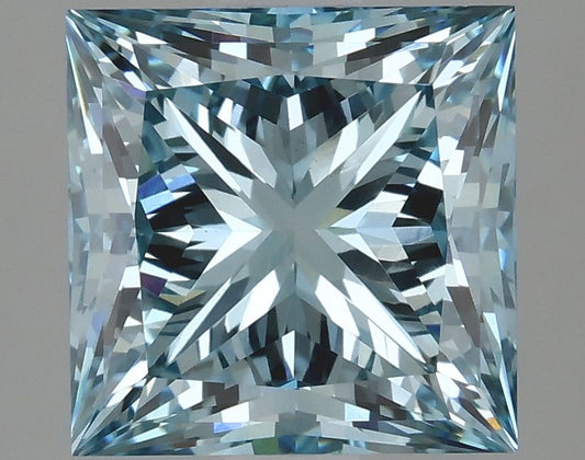 Lab-Grown Princess Diamond - 3.03 Carats, Fancy Vivid Blue Color, VS1 Clarity - Certified by IGI - Report Number: LG633474391