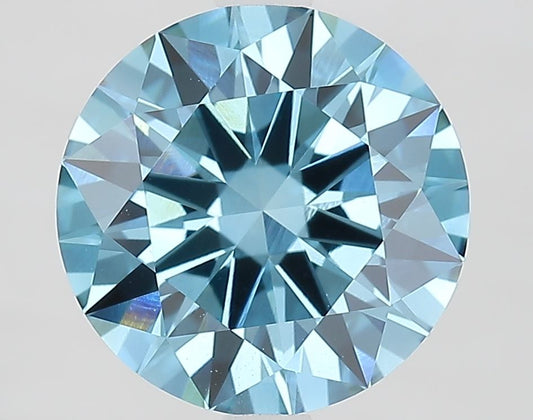 Lab-Grown Round Diamond - 3.01 Carats, Fancy Vivid Blue Color, VVS2 Clarity - Certified by IGI - Report Number: LG675597706