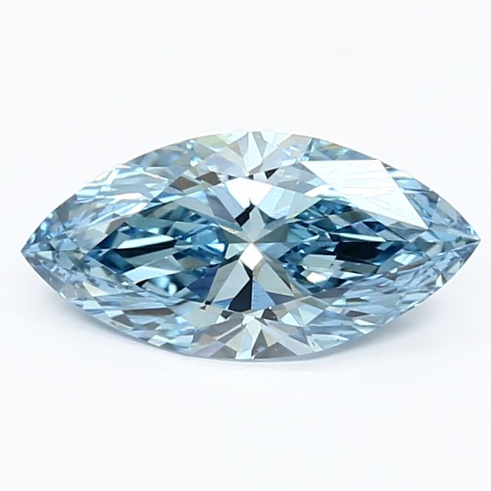 Lab-Grown Marquise Diamond - 1.25 Carats, Fancy Vivid Blue Color, VS1 Clarity - Certified by IGI - Report Number: LG635465489