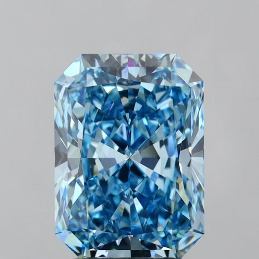 Lab-Grown Radiant Diamond - 2.51 Carats, Fancy Vivid Blue Color, VVS2 Clarity - Certified by IGI - Report Number: LG632400828