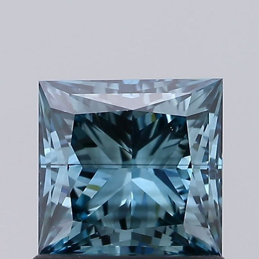 Lab-Grown Princess Diamond - 1.02 Carats, Fancy Vivid Blue Color, VS2 Clarity - Certified by IGI - Report Number: LG566318649