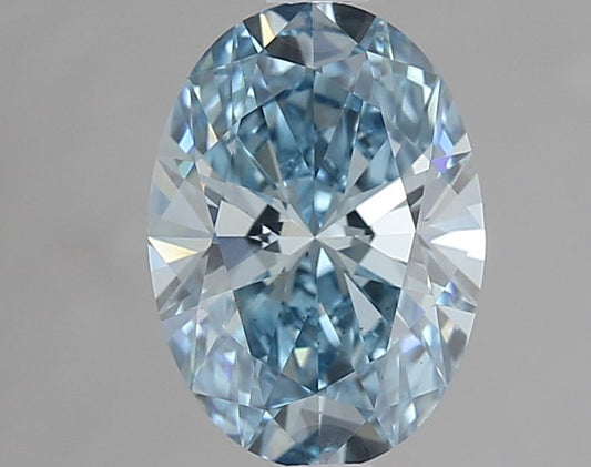 Lab-Grown Oval Diamond - 1.52 Carats, Fancy Vivid Blue Color, VS1 Clarity - Certified by IGI - Report Number: LG639447681