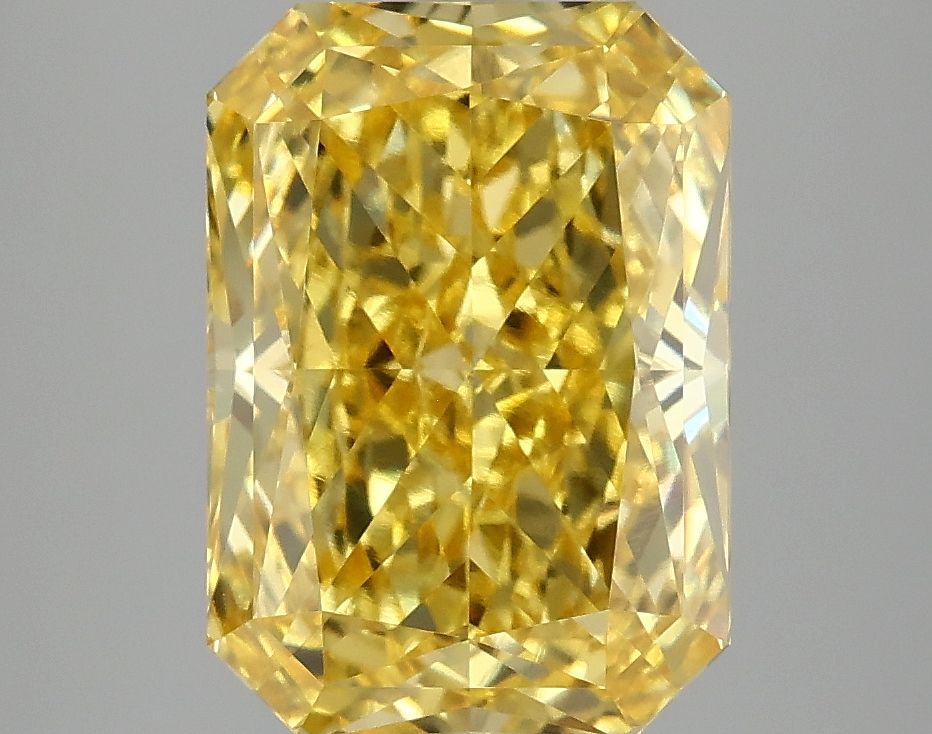 Lab-Grown Radiant Diamond - 4.1 Carats, Fancy Vivid Yellow Color, VVS2 Clarity - Certified by IGI - Report Number: LG671469436