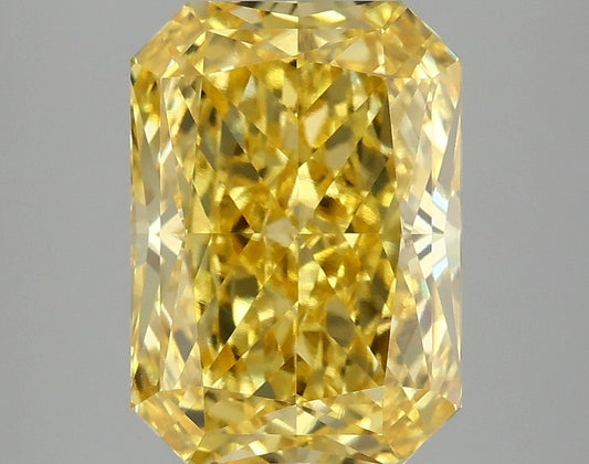 Lab-Grown Radiant Diamond - 4.1 Carats, Fancy Vivid Yellow Color, VVS2 Clarity - Certified by IGI - Report Number: LG671469436
