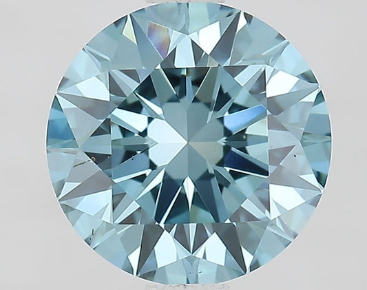 Lab-Grown Round Diamond - 1.51 Carats, Fancy Vivid Blue Color, VS1 Clarity - Certified by IGI - Report Number: LG674505743