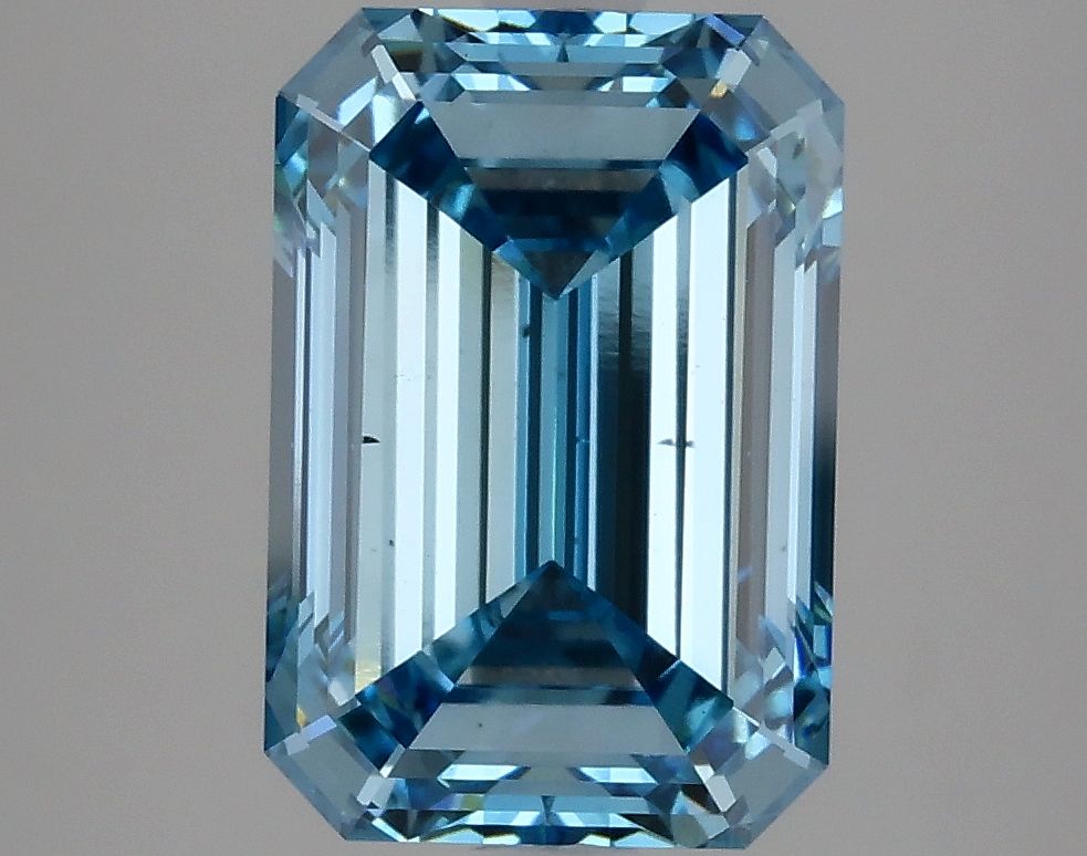 Lab-Grown Emerald Diamond - 3.95 Carats, Fancy Vivid Blue Color, VS2 Clarity - Certified by IGI - Report Number: LG633424120