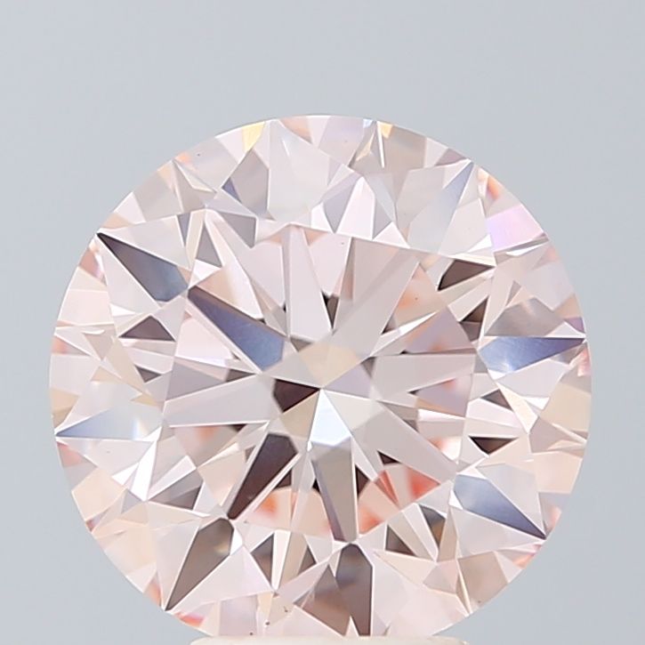 Lab-Grown Round Diamond - 5.01 Carats, Light Pink Color, VVS2 Clarity - Certified by IGI - Report Number: LG620442857