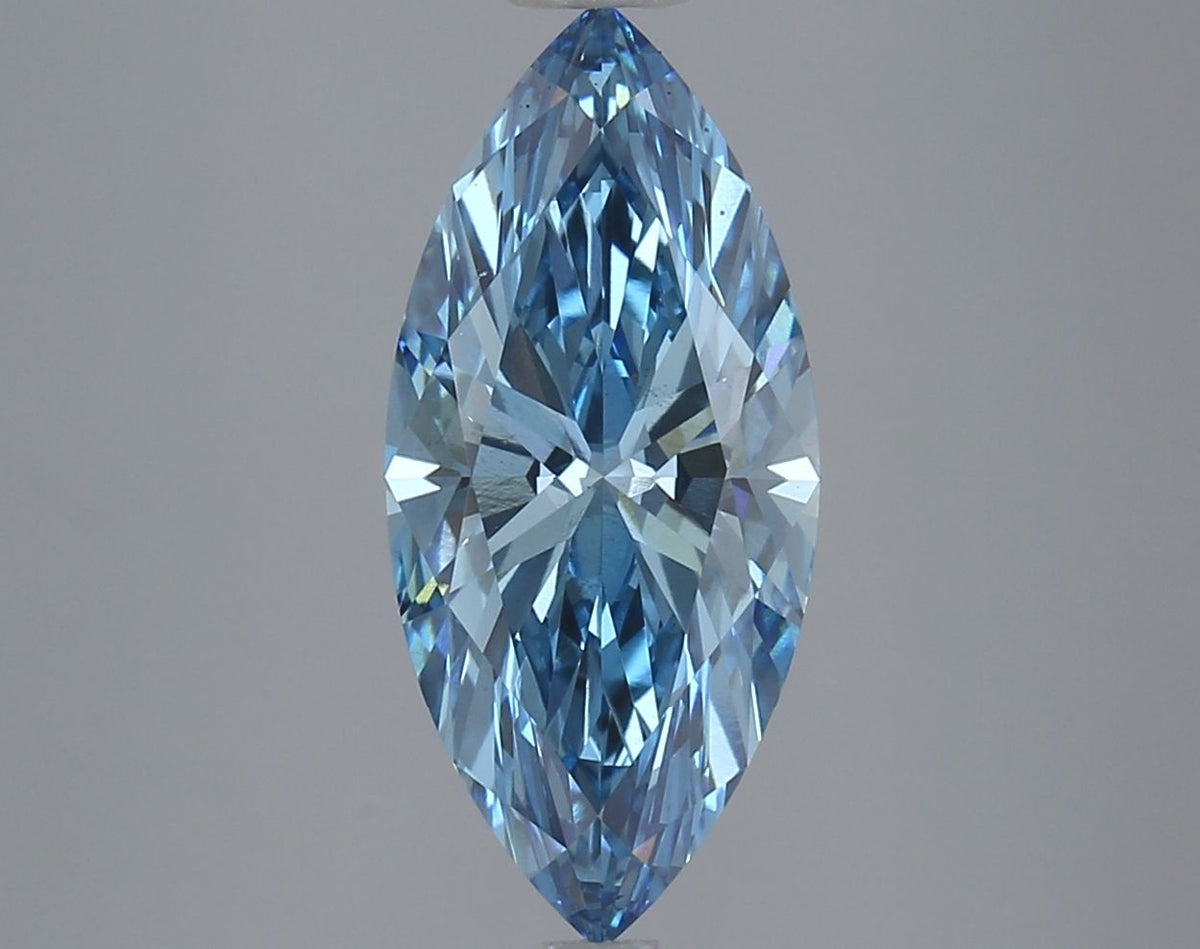 Lab-Grown Marquise Diamond - 3.33 Carats, Fancy Vivid Blue Color, VS1 Clarity - Certified by IGI - Report Number: LG625443075