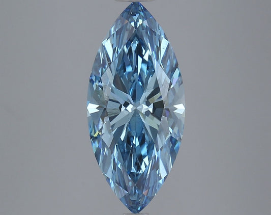 Lab-Grown Marquise Diamond - 3.33 Carats, Fancy Vivid Blue Color, VS1 Clarity - Certified by IGI - Report Number: LG625443075