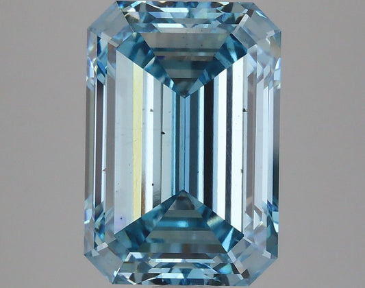 Lab-Grown Emerald Diamond - 5.09 Carats, Fancy Vivid Blue Color, VS2 Clarity - Certified by IGI - Report Number: LG626420463