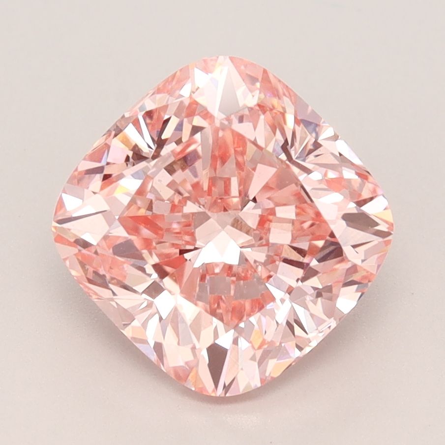 Lab-Grown Cushion Diamond - 3.0 Carats, Fancy Vivid Pink Color, VS1 Clarity - Certified by IGI - Report Number: LG648408515