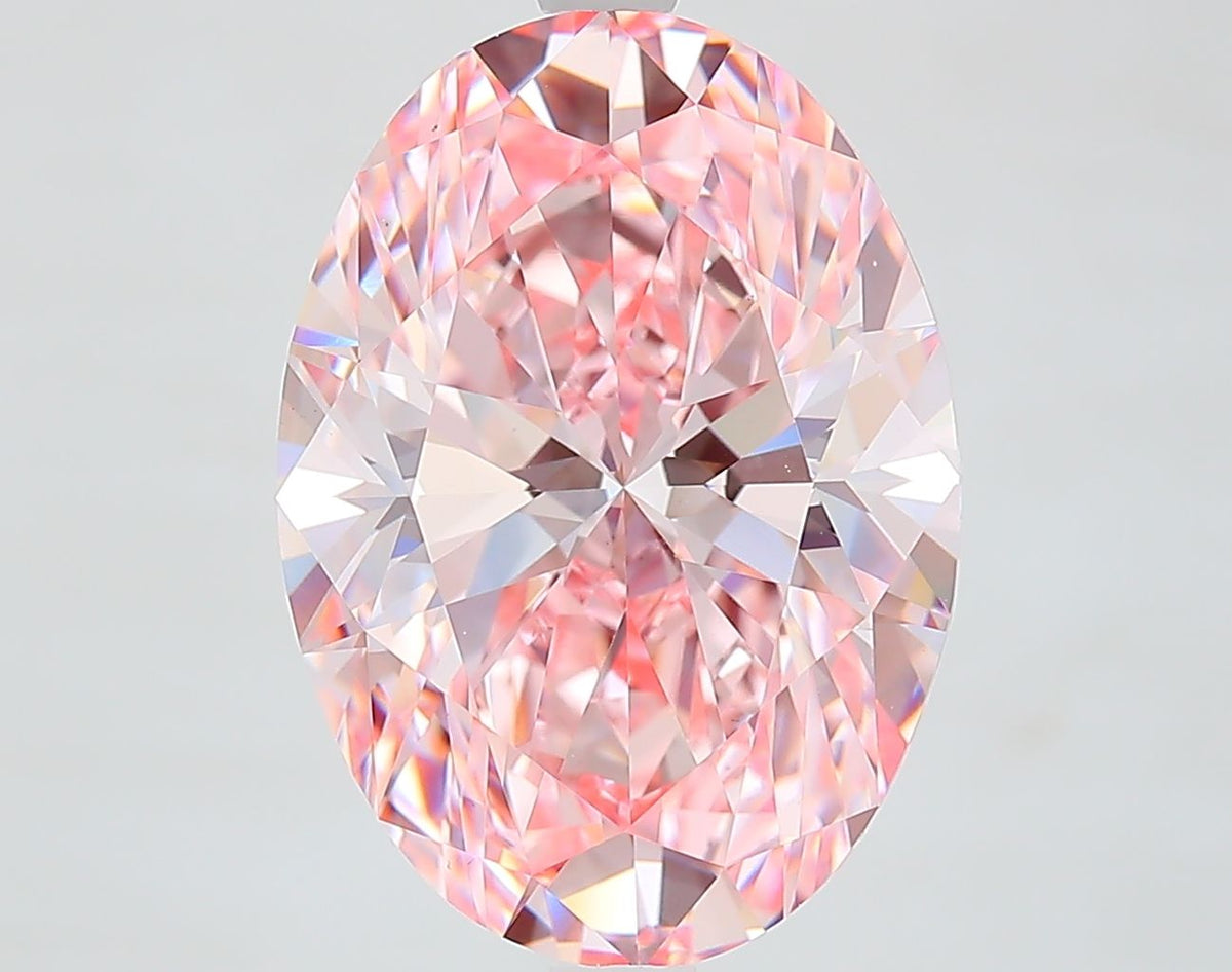 Lab-Grown Oval Diamond - 7.0 Carats, Fancy Vivid Pink Color, VS1 Clarity - Certified by IGI - Report Number: 628485847