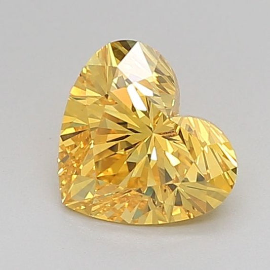 Lab-Grown Heart Diamond - 0.92 Carats, Fancy Vivid Yellow Color, VS1 Clarity - Certified by IGI - Report Number: LG621482610