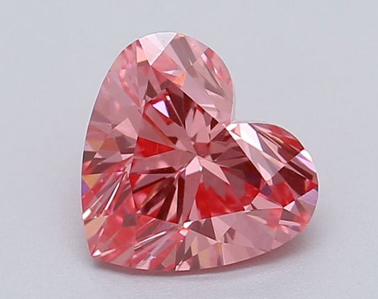 Lab-Grown Heart Diamond - 1.02 Carats, Fancy Vivid Pink Color, VS1 Clarity - Certified by IGI - Report Number: LG615367069