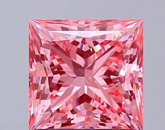 Lab-Grown Princess Diamond - 1.59 Carats, Fancy Vivid Pink Color, VVS2 Clarity - Certified by IGI - Report Number: LG692582315