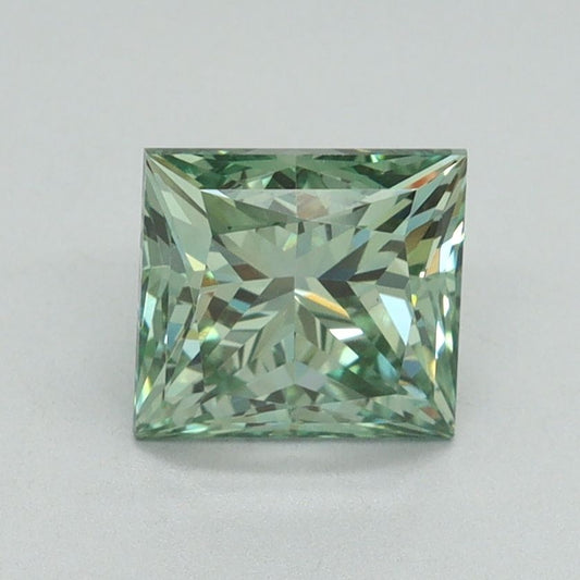 Lab-Grown Princess Diamond - 1.54 Carats, Fancy Vivid Green Color, VVS2 Clarity - Certified by IGI - Report Number: LG644444411