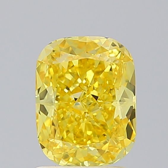 Lab-Grown Cushion Diamond - 1.57 Carats, Fancy Vivid Yellow Color, VVS2 Clarity - Certified by IGI - Report Number: LG662472479