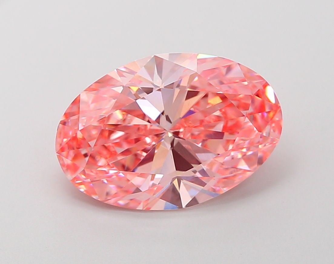 Lab-Grown Oval Diamond - 5.01 Carats, Fancy Vivid Pink Color, VS1 Clarity - Certified by IGI - Report Number: LG667460711