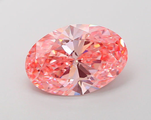 Lab-Grown Oval Diamond - 5.01 Carats, Fancy Vivid Pink Color, VS1 Clarity - Certified by IGI - Report Number: LG667460711