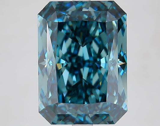 Lab-Grown Radiant Diamond - 7.12 Carats, Fancy Vivid Blue Color, VVS2 Clarity - Certified by IGI - Report Number: LG644486185