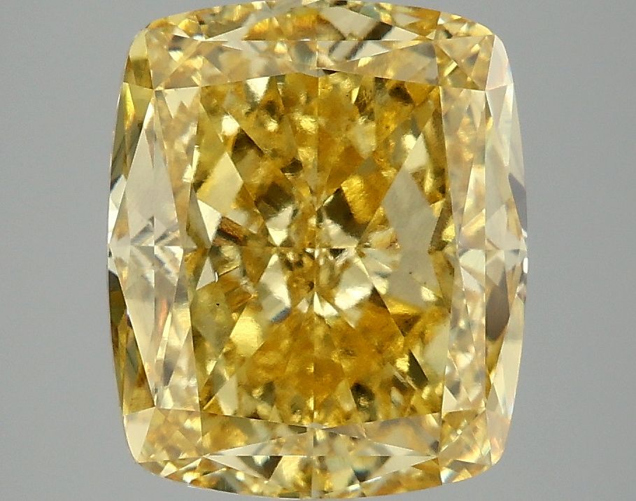 Lab-Grown Cushion Diamond - 5.04 Carats, Fancy Vivid Yellow Color, VS2 Clarity - Certified by IGI - Report Number: LG677549915