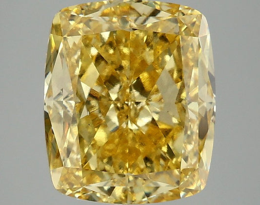 Lab-Grown Cushion Diamond - 5.04 Carats, Fancy Vivid Yellow Color, VS2 Clarity - Certified by IGI - Report Number: LG677549915