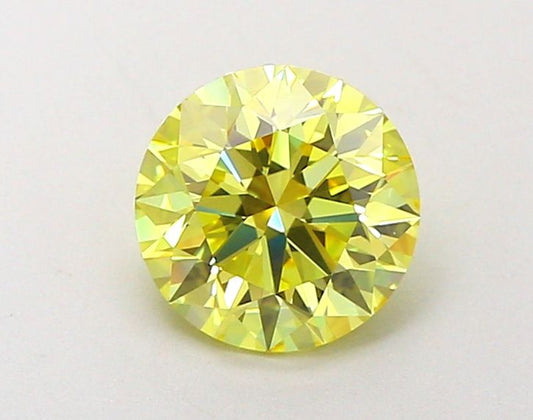 Lab-Grown Round Diamond - 1.5 Carats, Fancy Vivid Yellow Color, VVS2 Clarity - Certified by IGI - Report Number: LG650408179