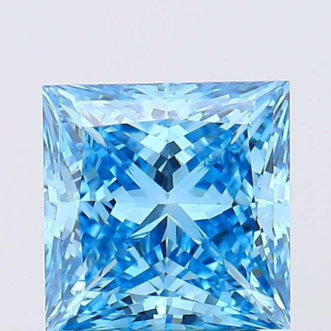 Lab-Grown Princess Diamond - 2.01 Carats, Fancy Vivid Blue Color, VVS2 Clarity - Certified by IGI - Report Number: LG660474774