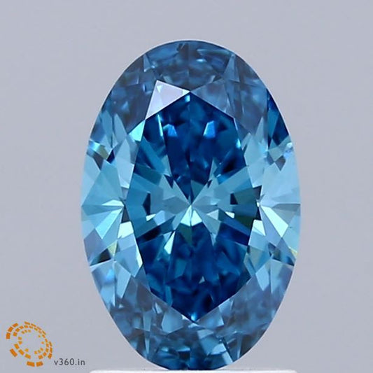Lab-Grown Oval Diamond - 1.07 Carats, Fancy Vivid Blue Color, VS2 Clarity - Certified by IGI - Report Number: LG671498859